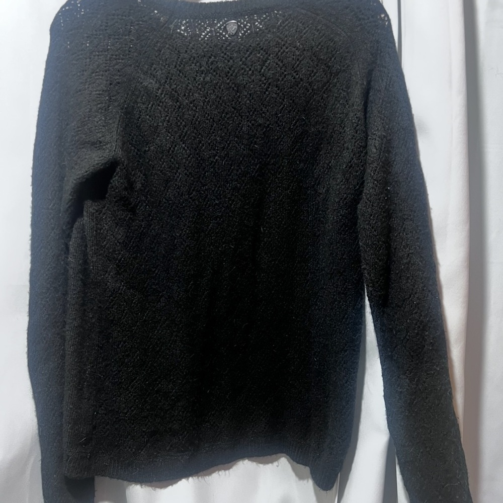 KÜHL Black Wool Blend Sweater Medium Textured Knit Stretch Cozy Outdoor - Picture 3 of 7